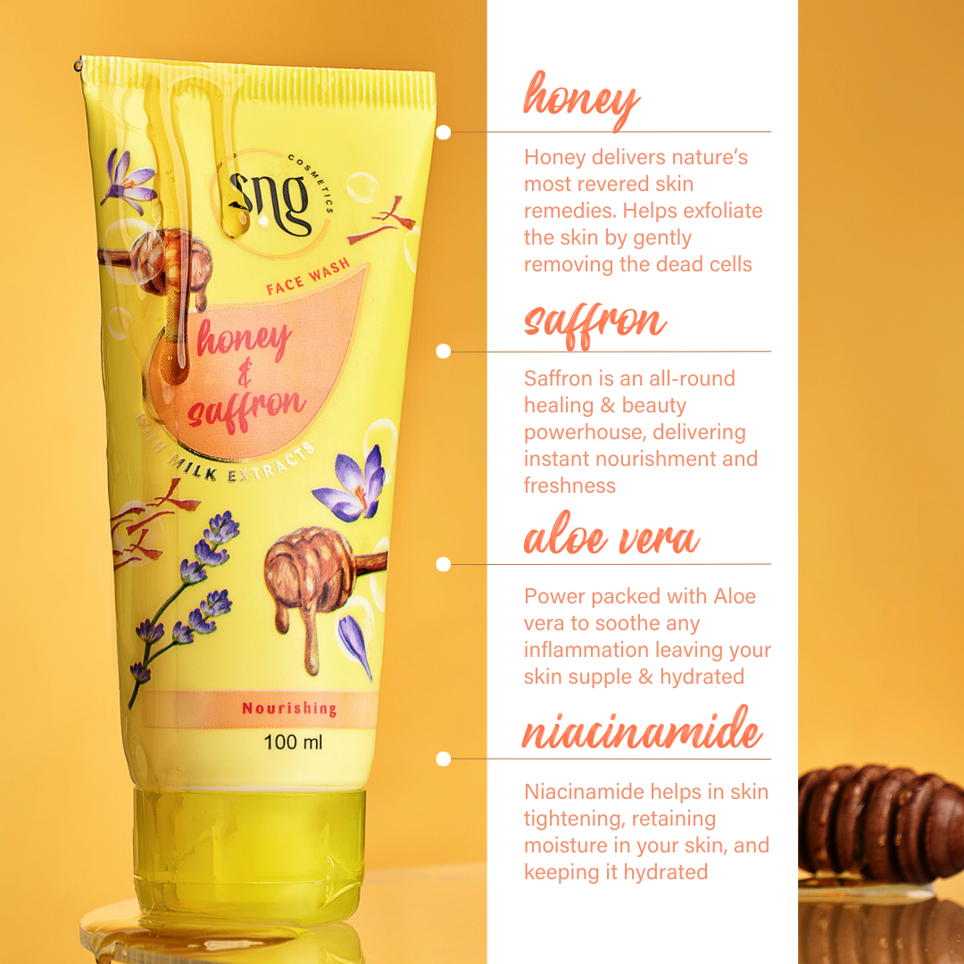 Oatmeal & Shea Butter Shower Gel + Aloevera and Vitamin E Light Hydra Boost Face Moisturiser + Honey & Saffron Facewash (500ml + 150ml + 100ml)