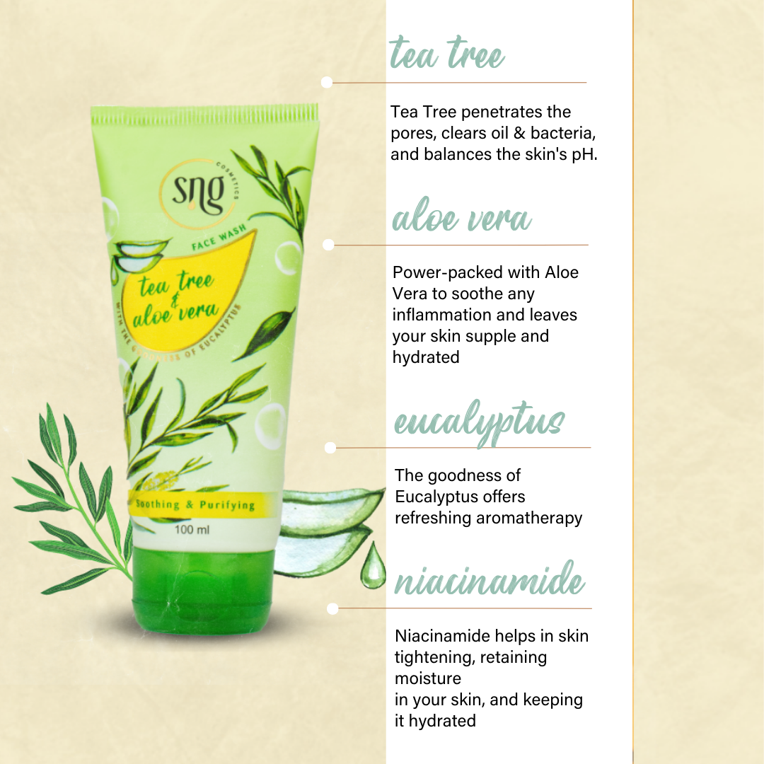 Oatmeal & Shea Butter Shower Gel + Aloevera and Vitamin E Light Hydra Boost Face Moisturiser + Tea Tree & Aloevera Facewash (500ml + 150ml + 100ml)
