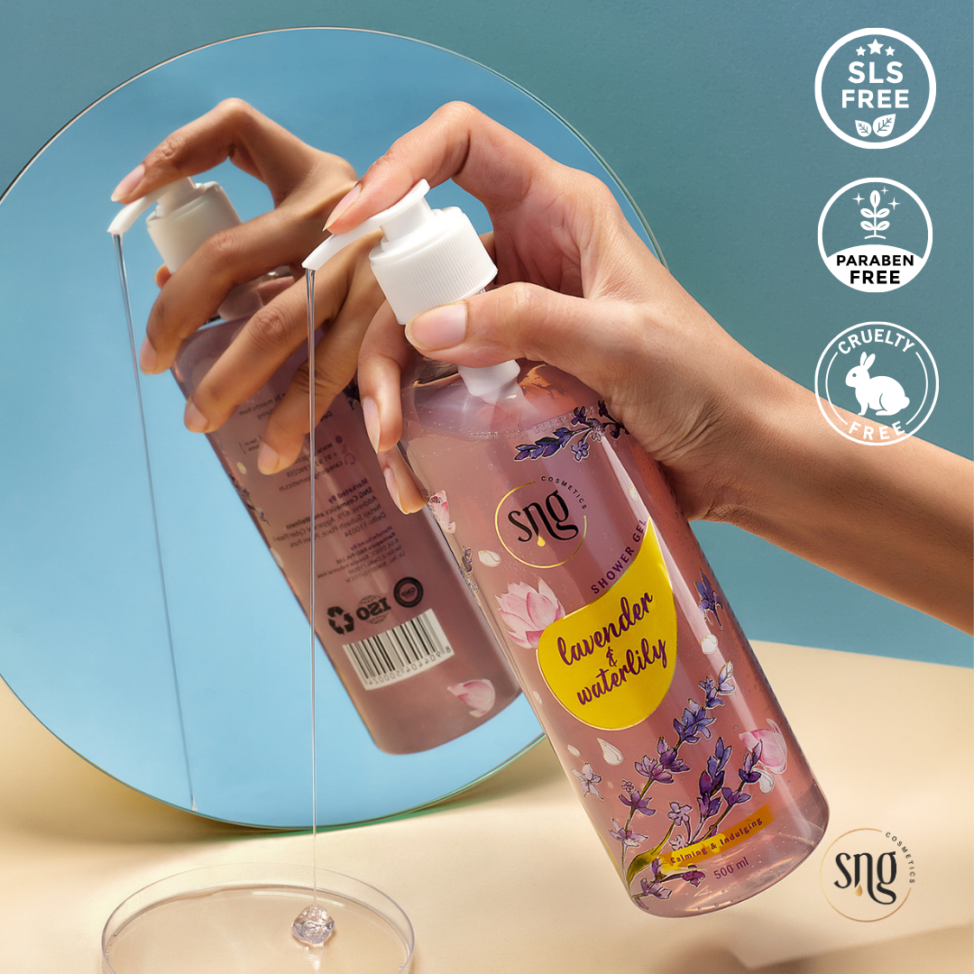 Lavender and Waterlily Shower Gel + Aloevera and Vitamin E Light Hydra Boost Face Moisturiser (500ml + 150ml)