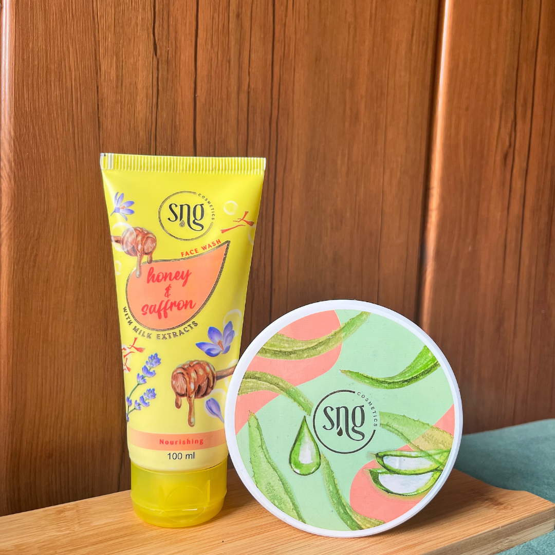 Honey & Saffron Facewash + Aloevera and Vitamin E Light Hydra Boost Face Moisturiser (100ml + 150ml)